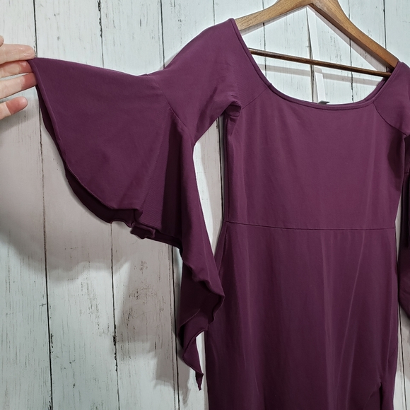 ASOS Plum Purple Off The Shoulder Bodycon Size 8 - Picture 2 of 6